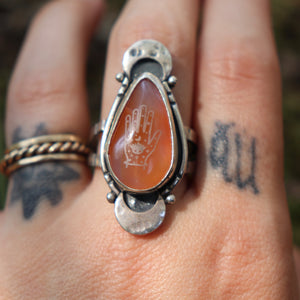 Palm Reader Red agate ring -Size 9.5