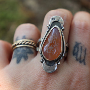 Palm Reader Red agate ring -Size 9.5
