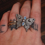 Load image into Gallery viewer, Opal Eyes Night Sky Butterfly- Ring size 8
