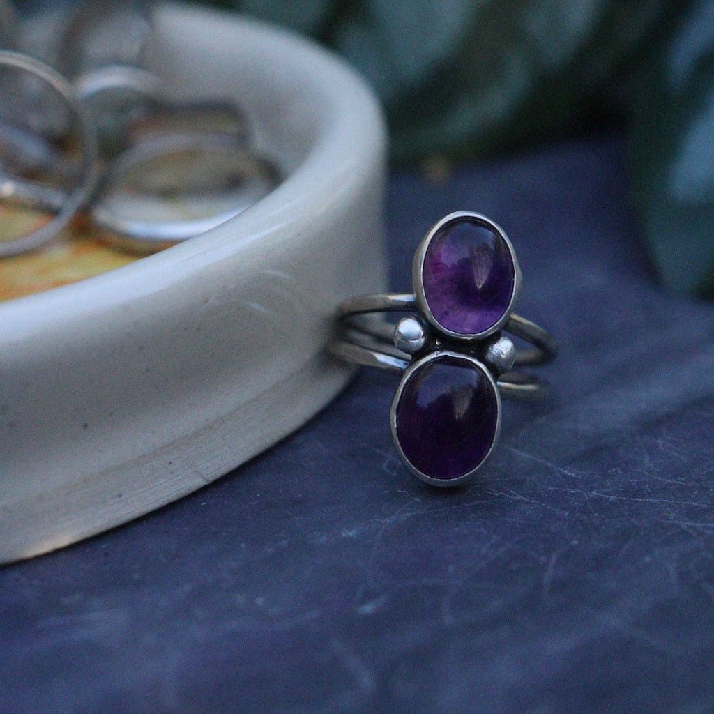 Double Amethyst - Ring size 6