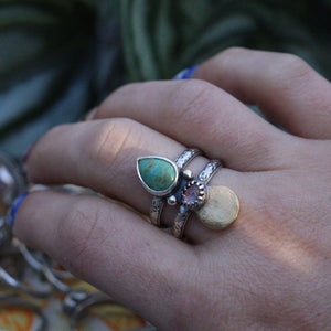 Tourmaline and turquoise - ring size 7