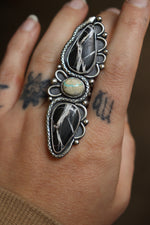 Load image into Gallery viewer, White Buffalo and Turquoise -Ring Size 8

