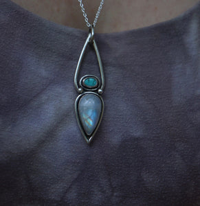 Turquoise and Moonstone Goddess- Necklace