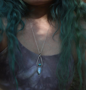 Turquoise and Moonstone Goddess- Necklace