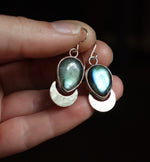 Load image into Gallery viewer, Labradorite Moon -Earrings
