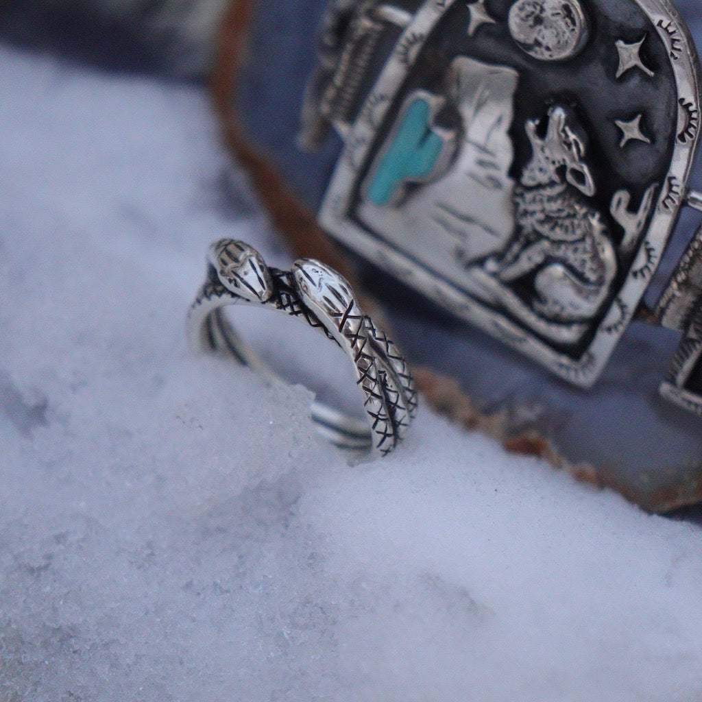 Two headed serpent - ring Size 9 3/4th