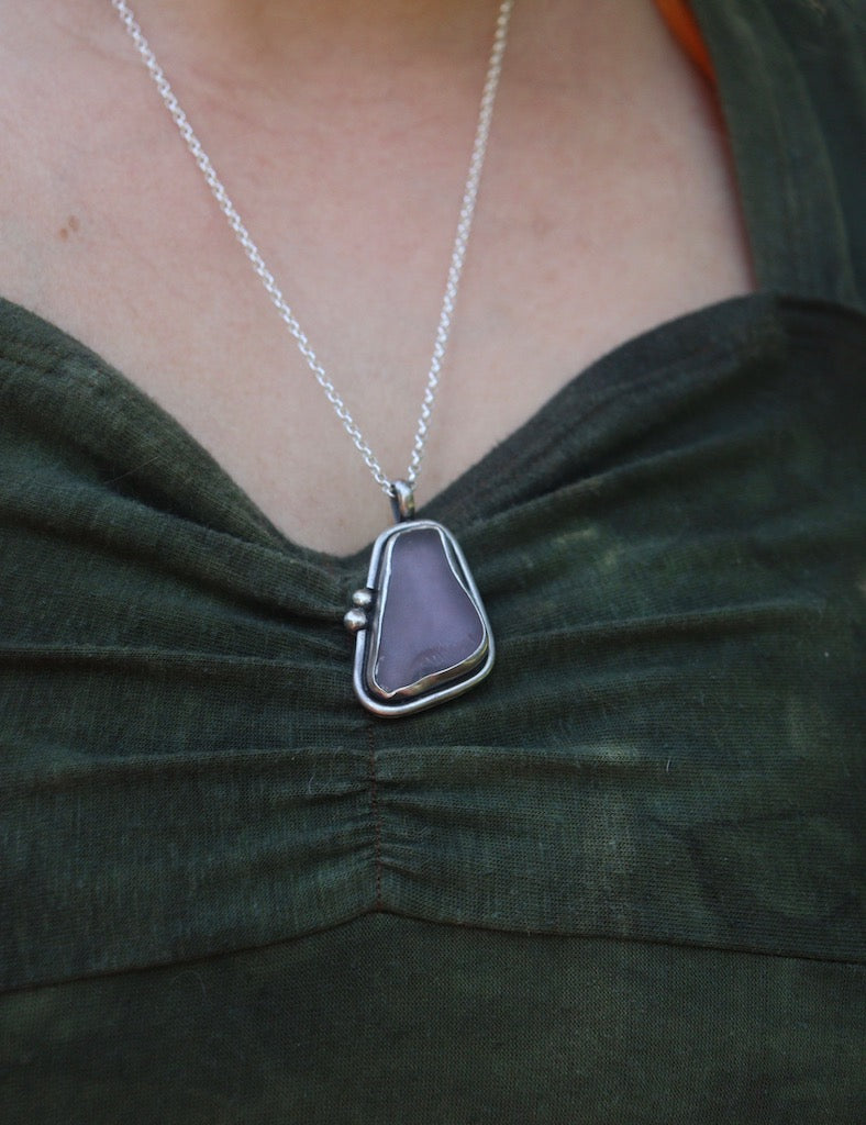 Large Purple beach-glass necklace