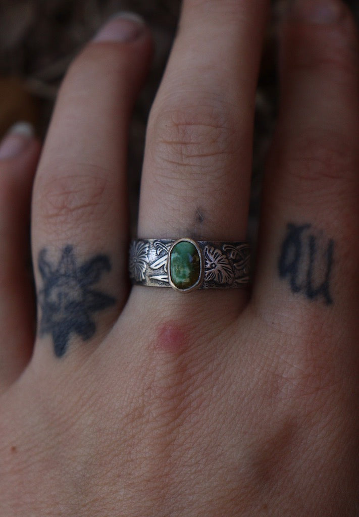 Art deco turquoise ring- multiple sizes