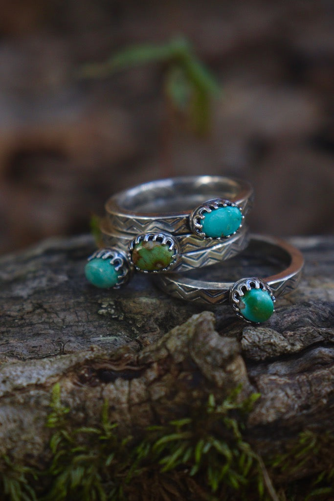 Energy patern turquoise ring- multiple sizes