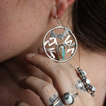 Load image into Gallery viewer, Royston Turquoise Coffin Earrings - Sun Moon and Crystals
