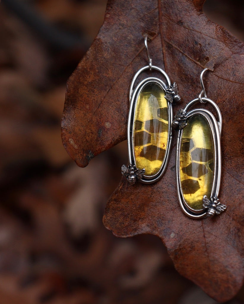 Honey Bee- amber earrings