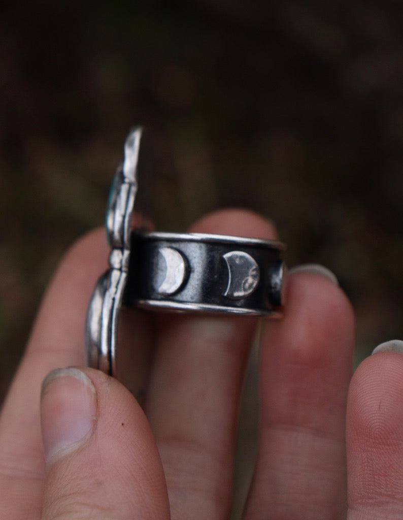 Royston turquoise and Moonstone ring - Size 7