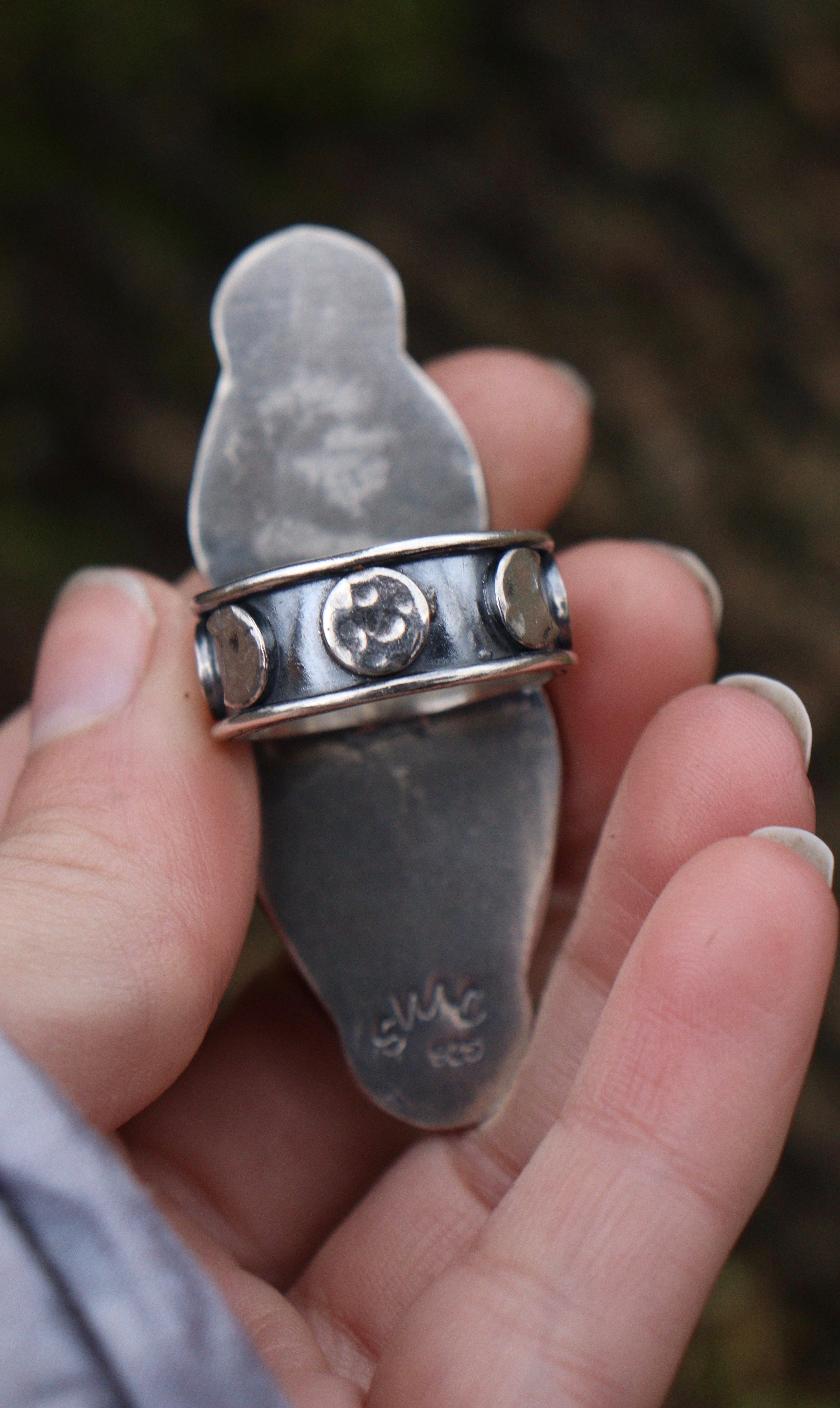 Double Atomic Amethyst ring - Size 9.5