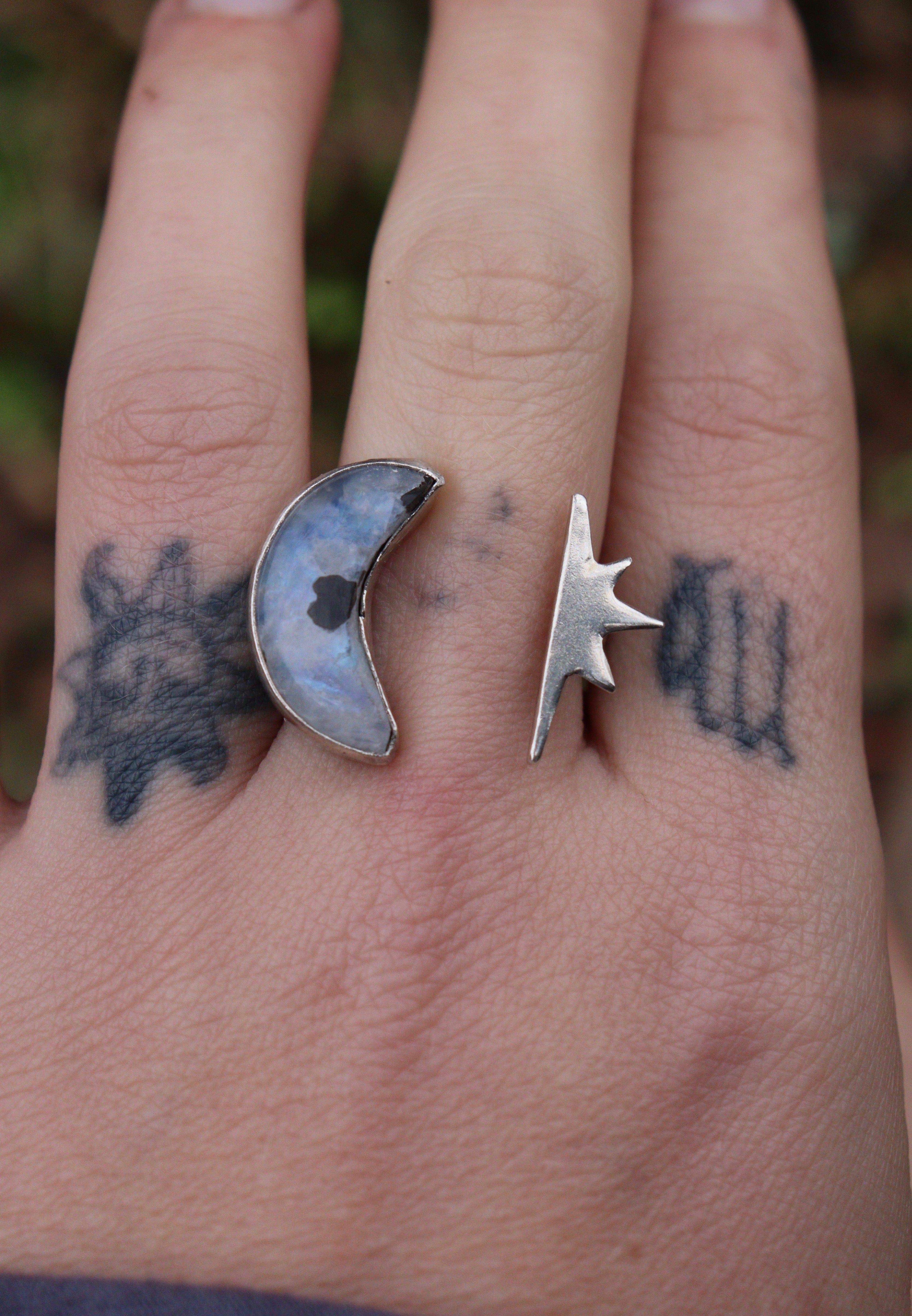 Moon and sun ring- adjustable