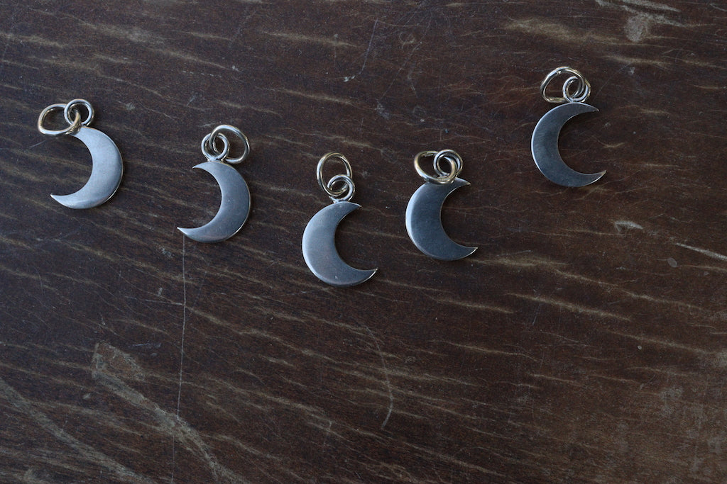 Sterling silver crescent Moons - Sun Moon and Crystals