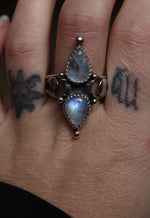 Load image into Gallery viewer, Double Moonstone Ring- 3 sizes
