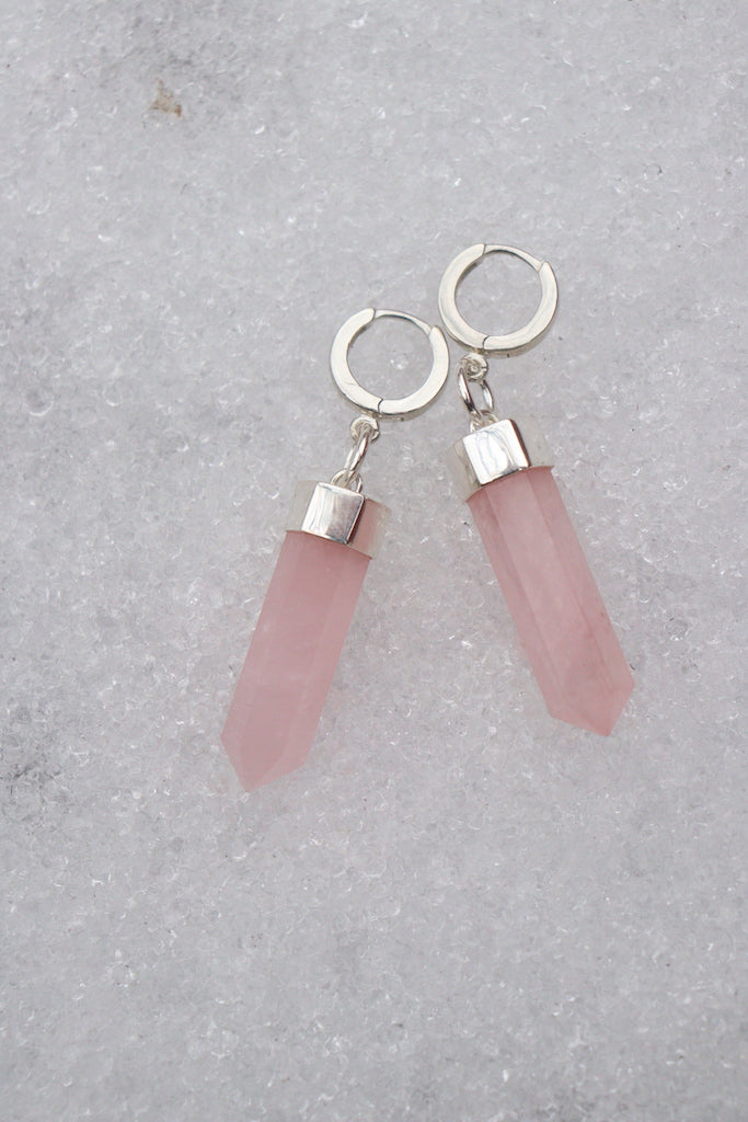 Rose Quartz Crystal Earrings -