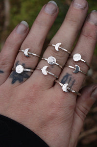 Silver Moons stacking rings