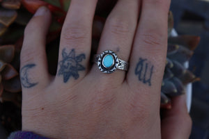 Turquoise ring US size 7 - Sun Moon and Crystals