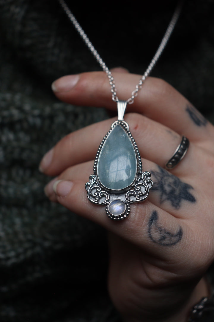 Aquamarine and Moonstone - Necklace