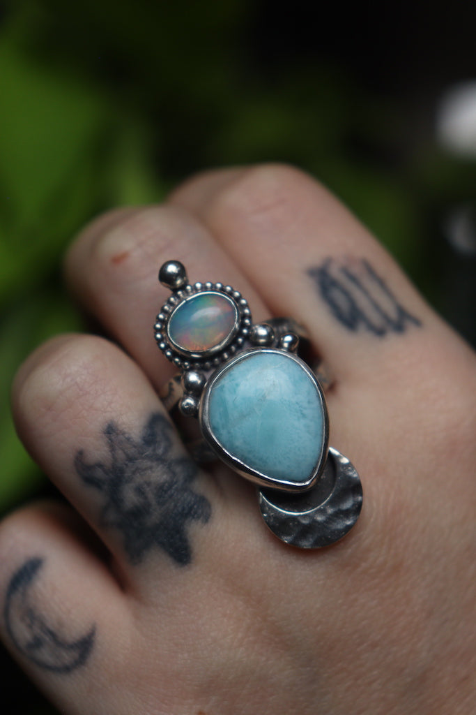 Larimar and Opal- Ring size 9.5