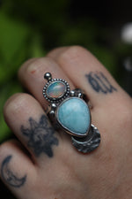 Load image into Gallery viewer, Larimar and Opal- Ring size 9.5
