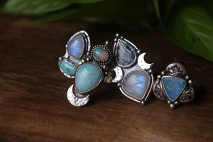 Larimar and Opal- Ring size 9.5
