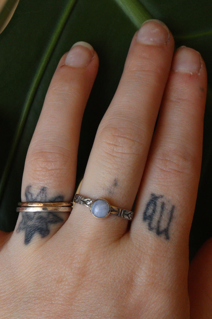 Blue Lace agate Art Deco- Rings