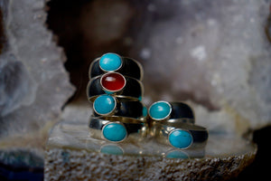 Simplicity- Turquoise/Carnelian Rings